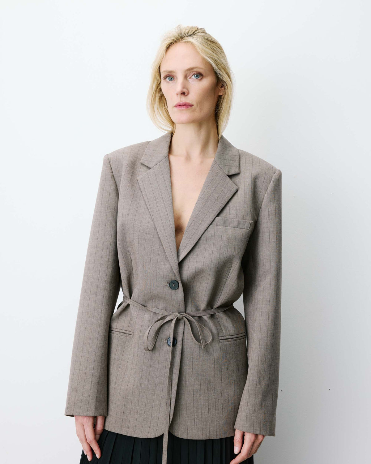 Blazer droit rayé cintré à la taille rayure Acario