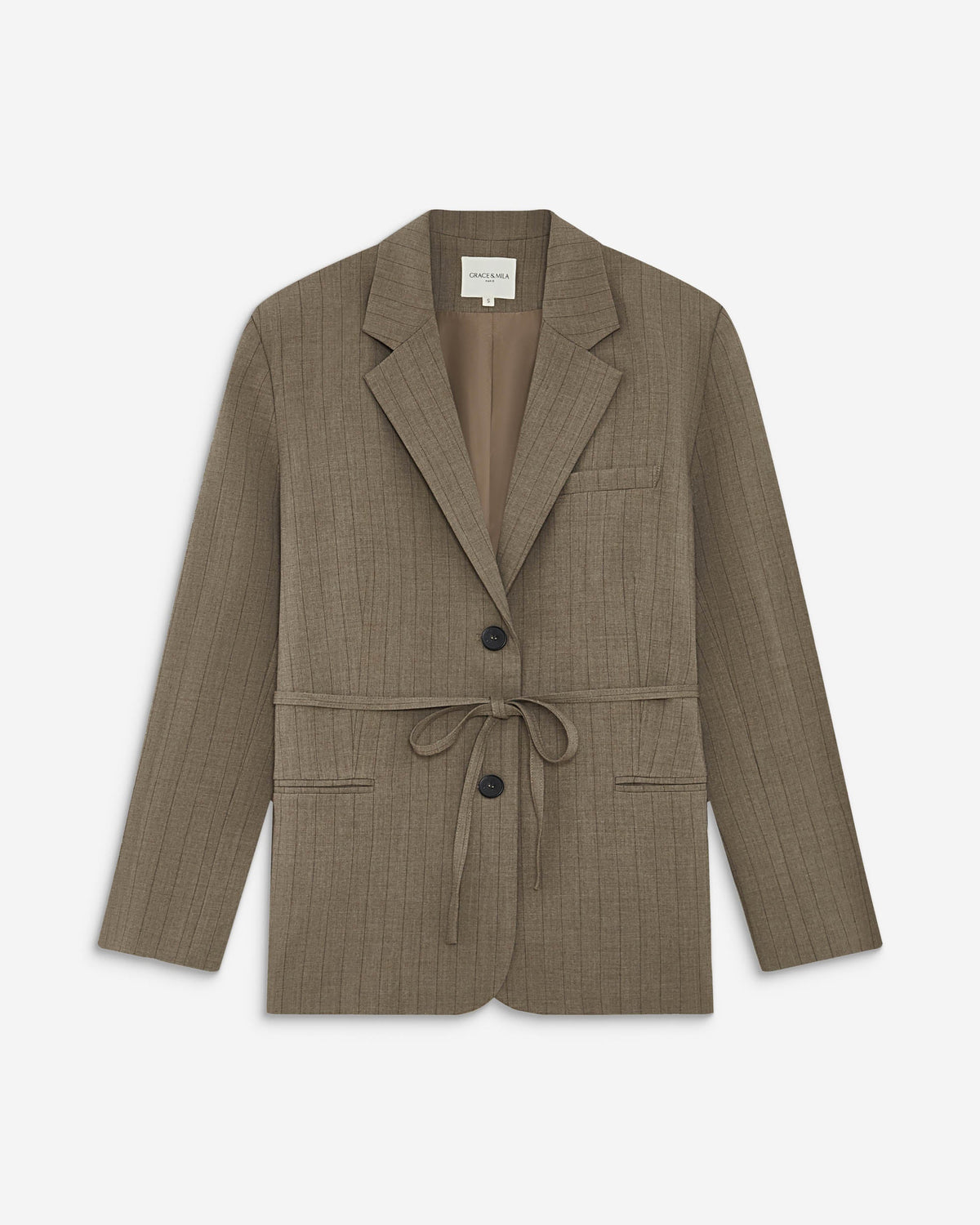 Blazer droit rayé cintré à la taille rayure Acario