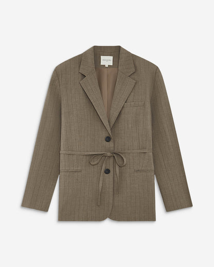 Blazer droit rayé cintré à la taille rayure Acario