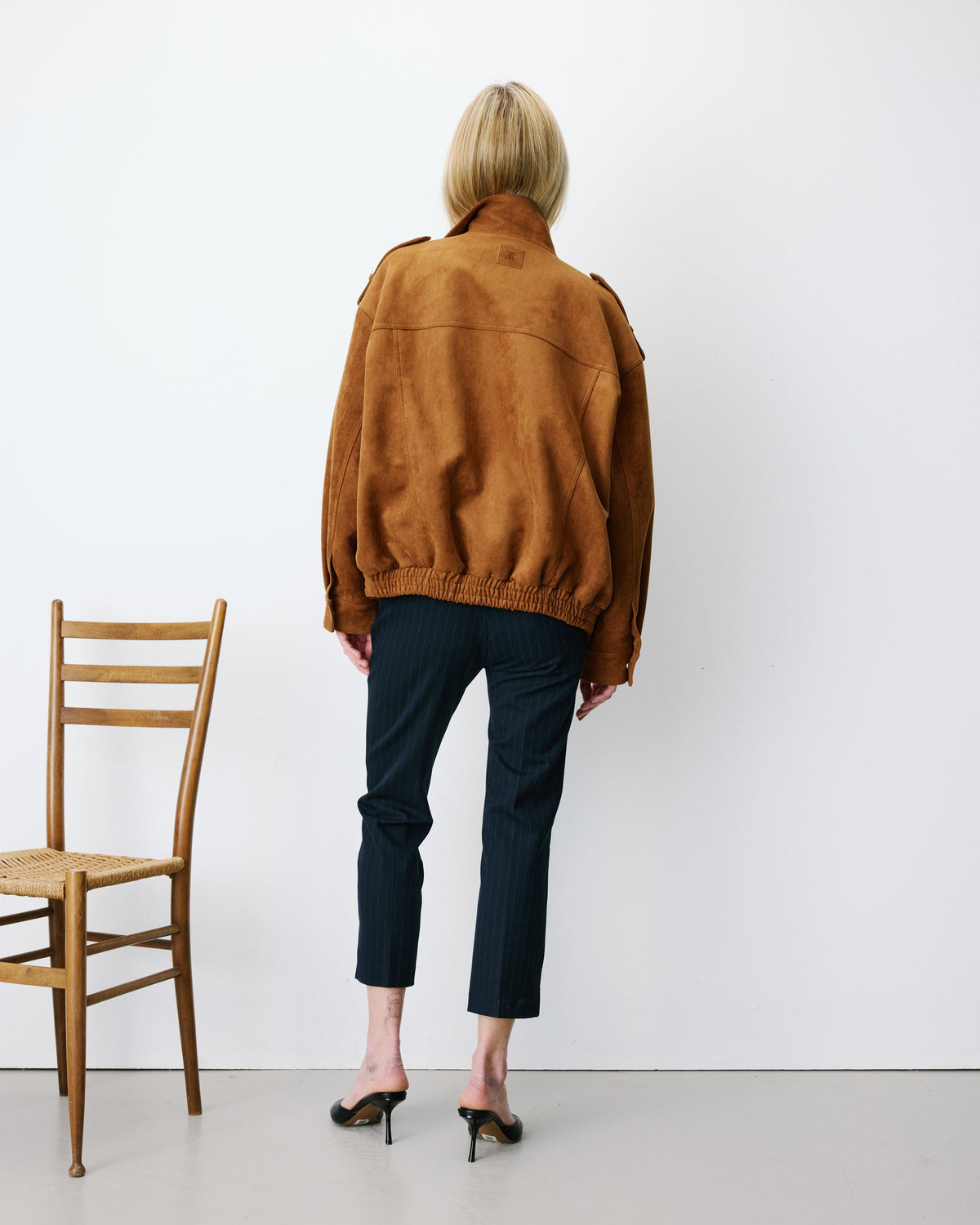 Veste oversize suédine col montant camel Arielle