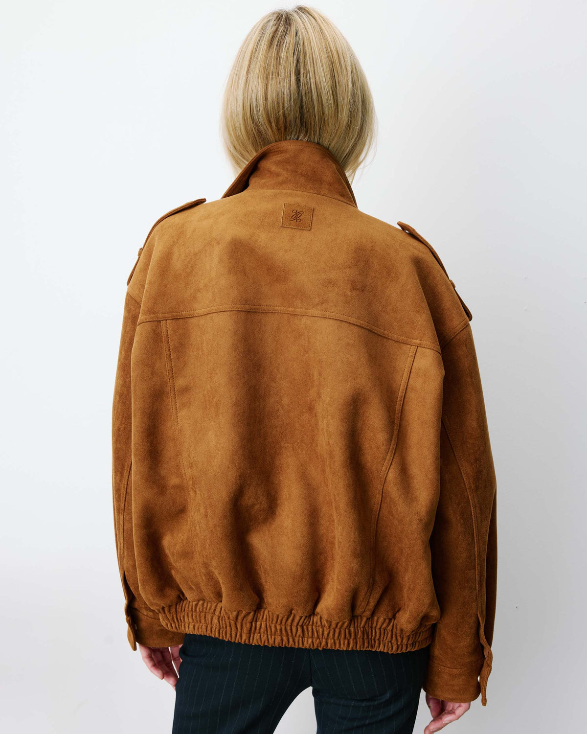 Veste oversize suédine col montant camel Arielle