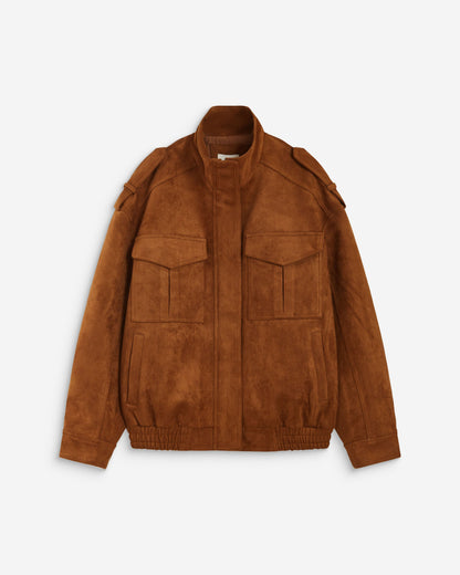 Veste oversize suédine col montant camel Arielle