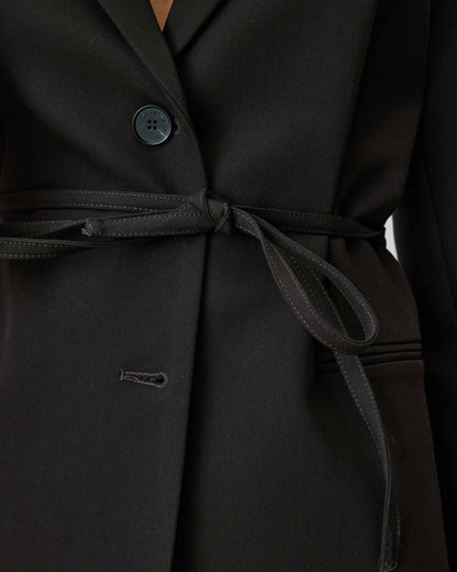 Blazer droit cintré à la taille chocolat Acario