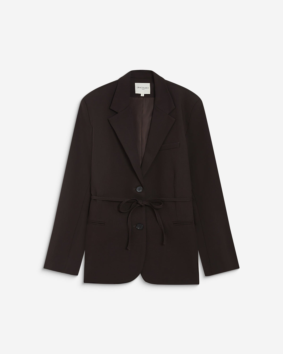 Blazer droit cintré à la taille chocolat Acario