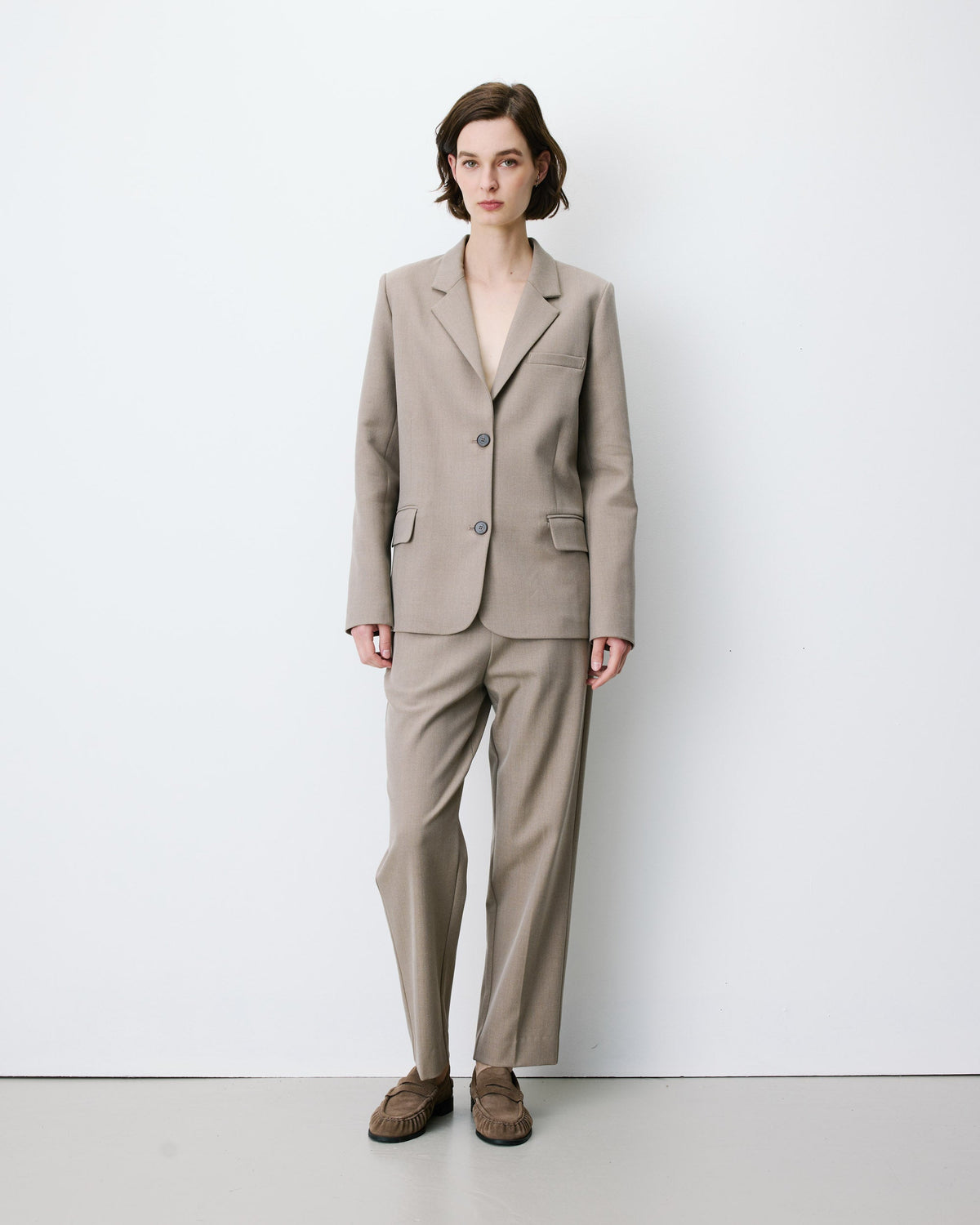 Blazer droit simple boutonnage à poches beige Alarick