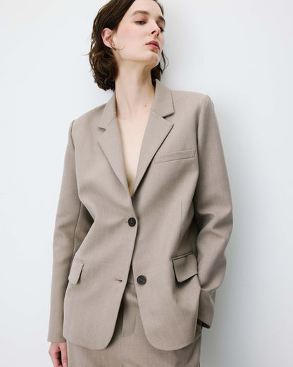 Blazer droit simple boutonnage à poches beige Alarick