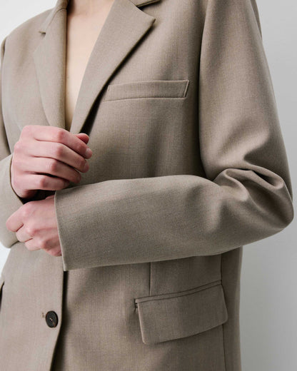 Blazer droit simple boutonnage à poches beige Alarick