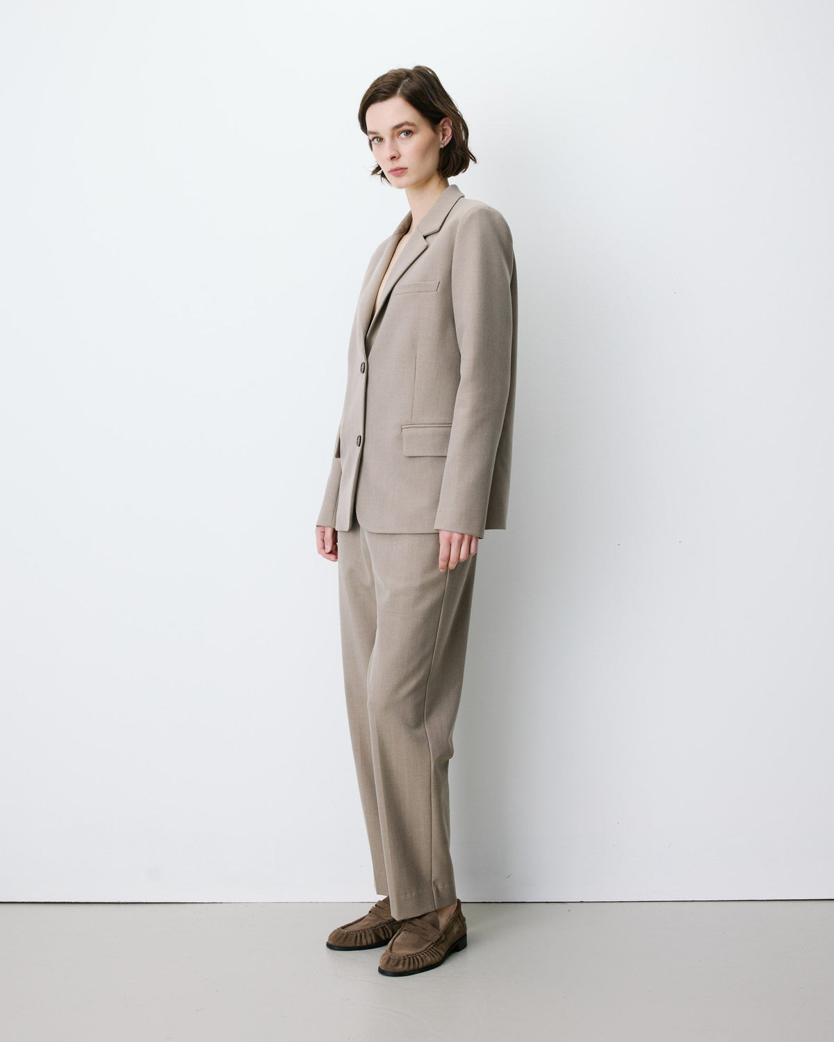Blazer droit simple boutonnage à poches beige Alarick
