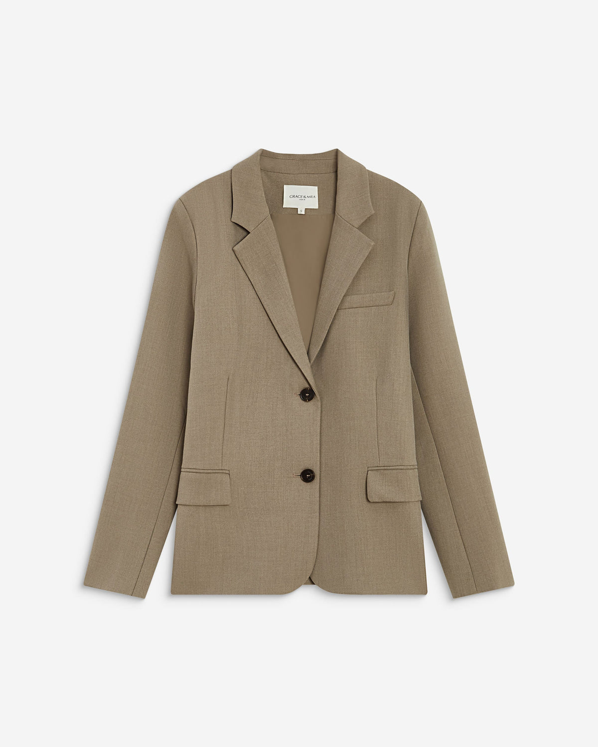 Blazer droit simple boutonnage à poches beige Alarick
