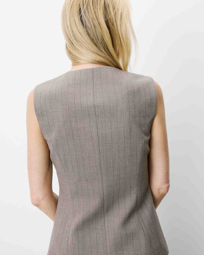 Gilet tailleur rayé col rond boutonné rayure Aristide