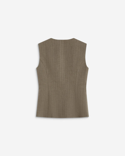 Gilet tailleur rayé col rond boutonné rayure Aristide