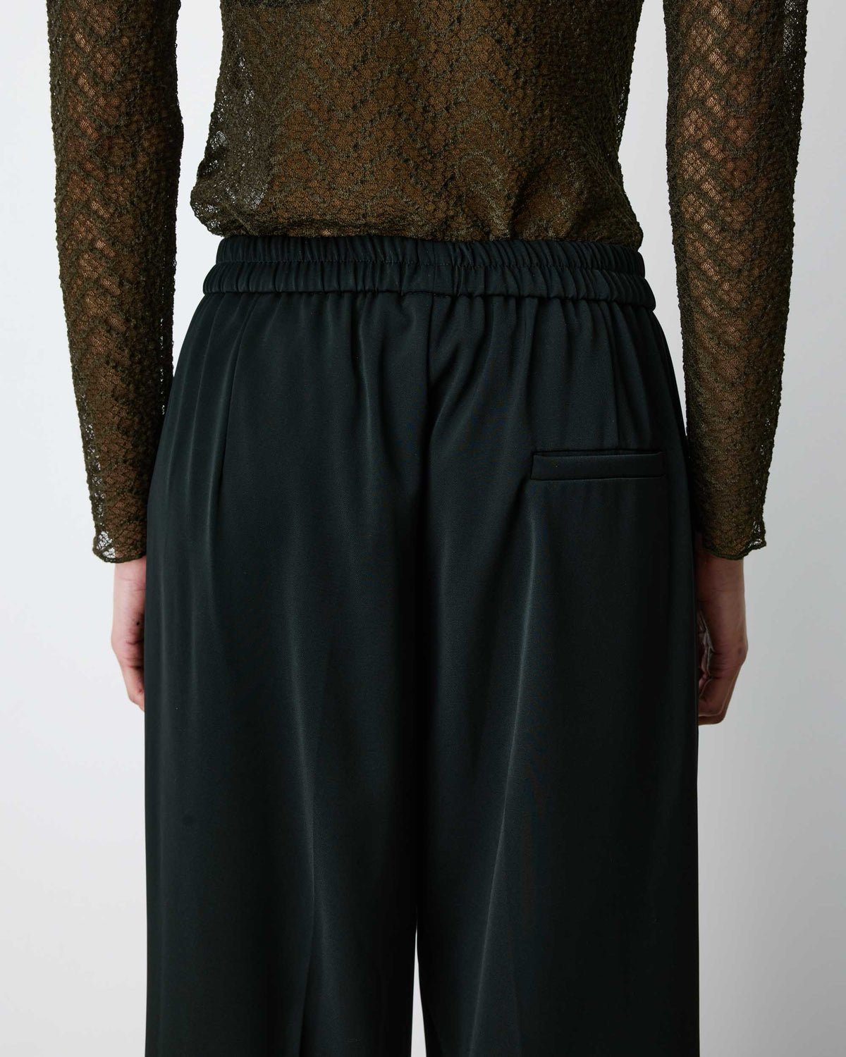 Pantalon fluide jambe large taille mi-haute noir Noblesse