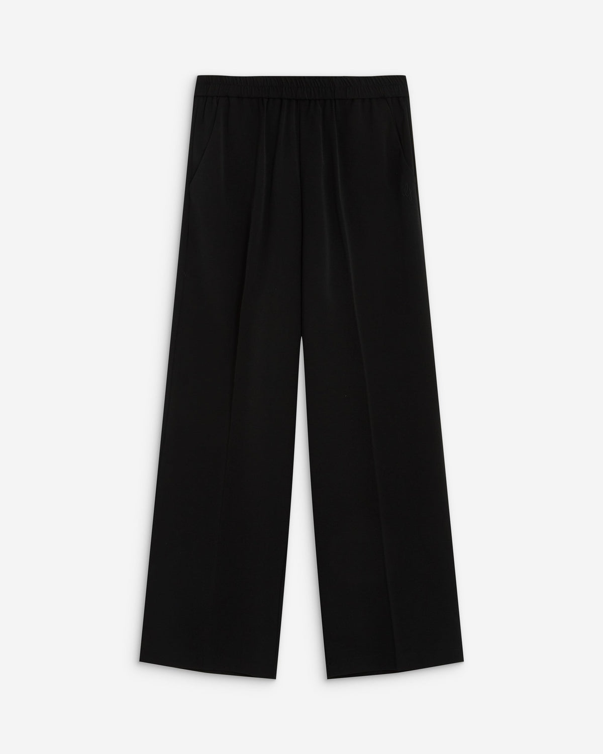 Pantalon fluide jambe large taille mi-haute noir Noblesse