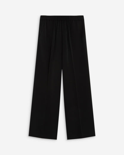 Pantalon fluide jambe large taille mi-haute noir Noblesse