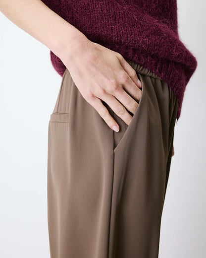 Pantalon fluide jambe large taille mi-haute taupe Noblesse