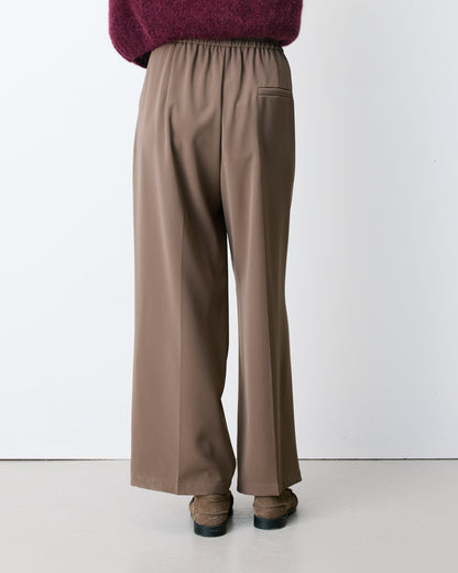 Pantalon fluide jambe large taille mi-haute taupe Noblesse