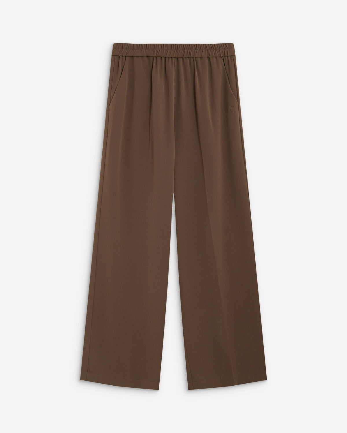 Pantalon fluide jambe large taille mi-haute taupe Noblesse