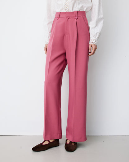 Pantalon tailleur large à plis blush Nilay
