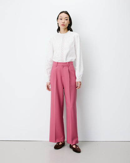 Pantalon tailleur large à plis blush Nilay