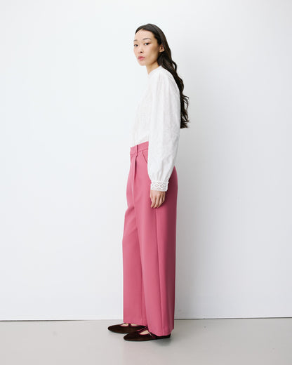 Pantalon tailleur large à plis blush Nilay