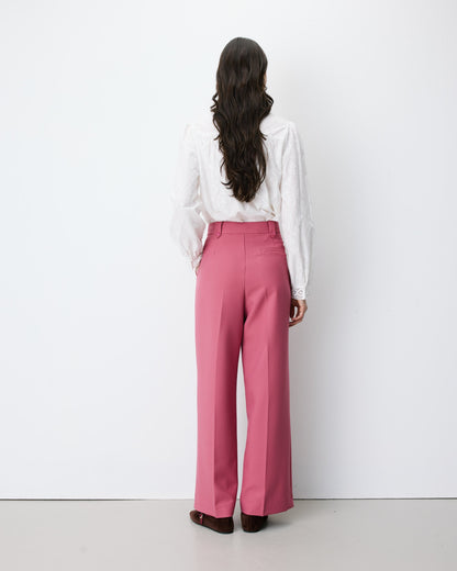 Pantalon tailleur large à plis blush Nilay