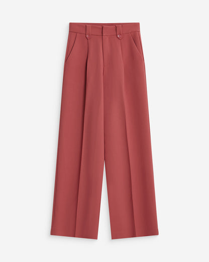 Pantalon tailleur large à plis blush Nilay
