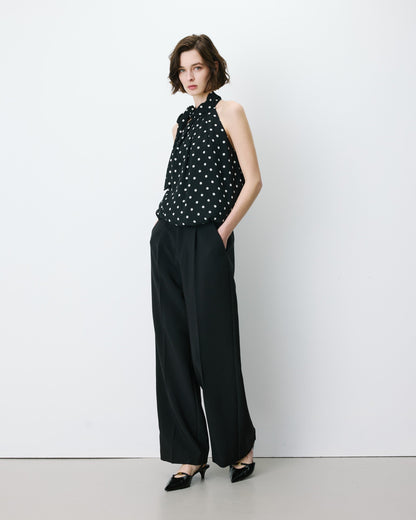 Pantalon tailleur large à plis noir Nilay