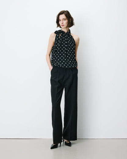 Pantalon tailleur large à plis noir Nilay