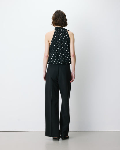 Pantalon tailleur large à plis noir Nilay