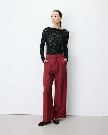 Pantalon tailleur large à plis terracotta Nilay