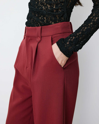 Pantalon tailleur large à plis terracotta Nilay