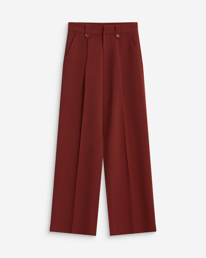 Pantalon tailleur large à plis terracotta Nilay