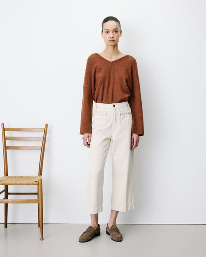 Jean 7/8 taille haute poches plaquées sable Johan