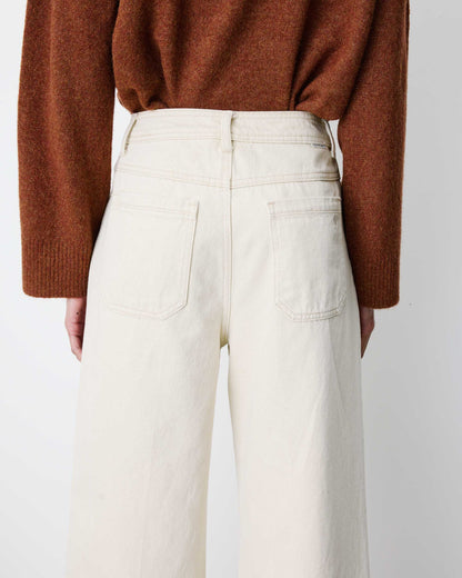 Jean 7/8 taille haute poches plaquées sable Johan