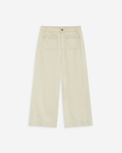 Jean 7/8 taille haute poches plaquées sable Johan
