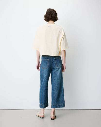 Jean 7/8 taille haute poches plaquées vintageblue Johan