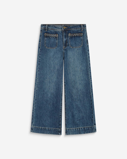Jean 7/8 taille haute poches plaquées vintageblue Johan