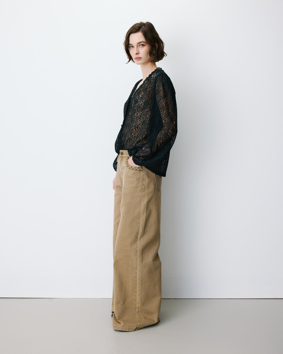 Jean jambe large poches tressées mocha Julian
