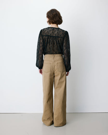 Jean jambe large poches tressées mocha Julian