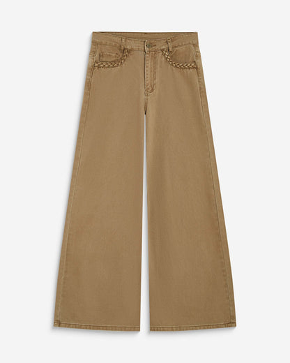 Jean jambe large poches tressées mocha Julian