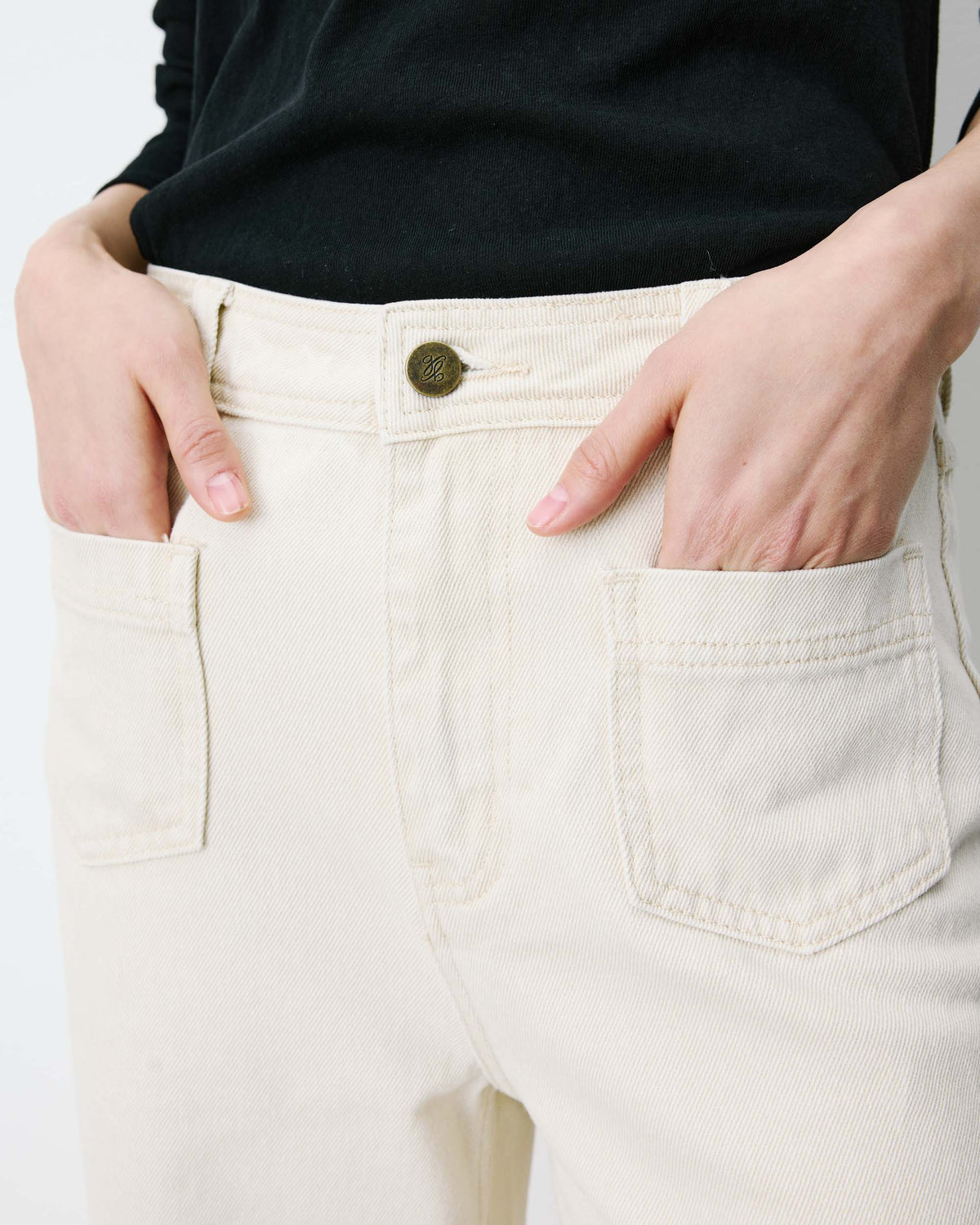 Jean droit taille haute poches plaquées sable Jacob