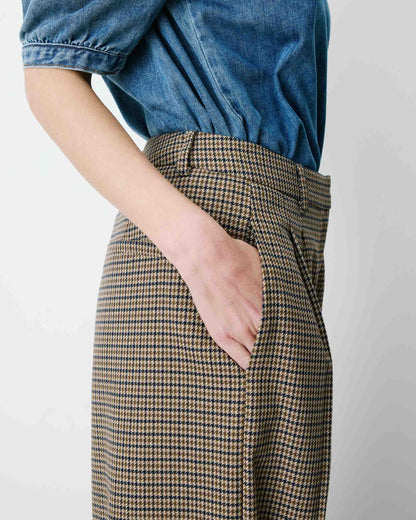 Pantalon tailleur ample pied-de-poule beige Ayen