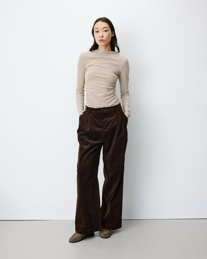 Pantalon oversize velours côtelé chocolat Abriel