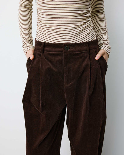Pantalon oversize velours côtelé chocolat Abriel