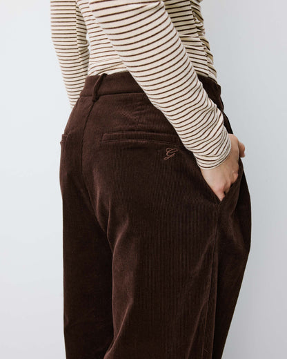 Pantalon oversize velours côtelé chocolat Abriel