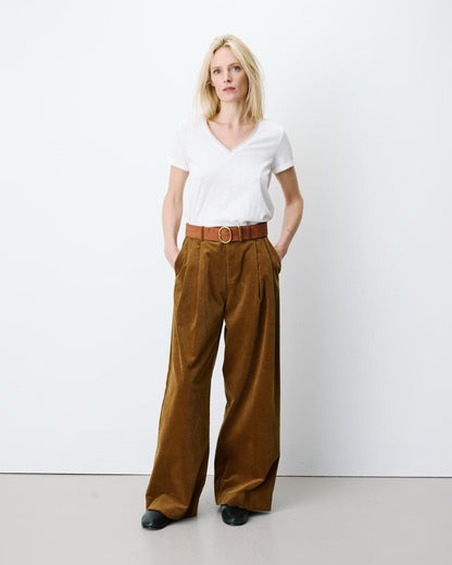Pantalon oversize velours côtelé coffee Abriel