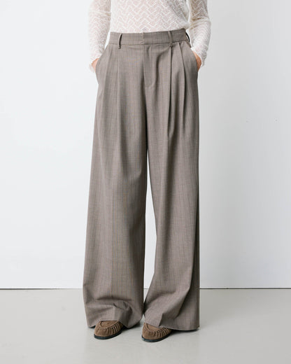 Pantalon tailleur ample ceinture nouable rayure Ardoise