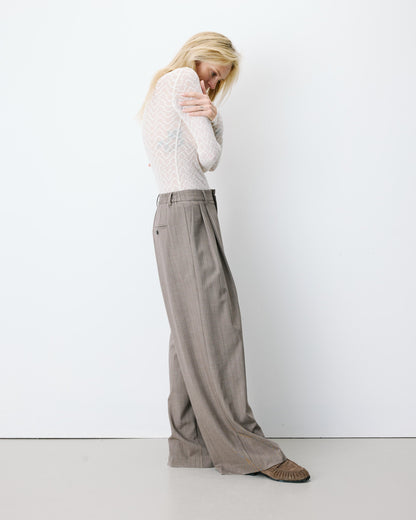 Pantalon tailleur ample ceinture nouable rayure Ardoise