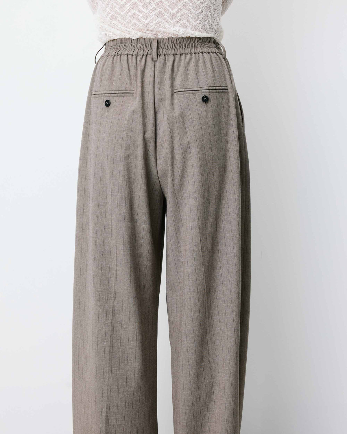 Pantalon tailleur ample ceinture nouable rayure Ardoise