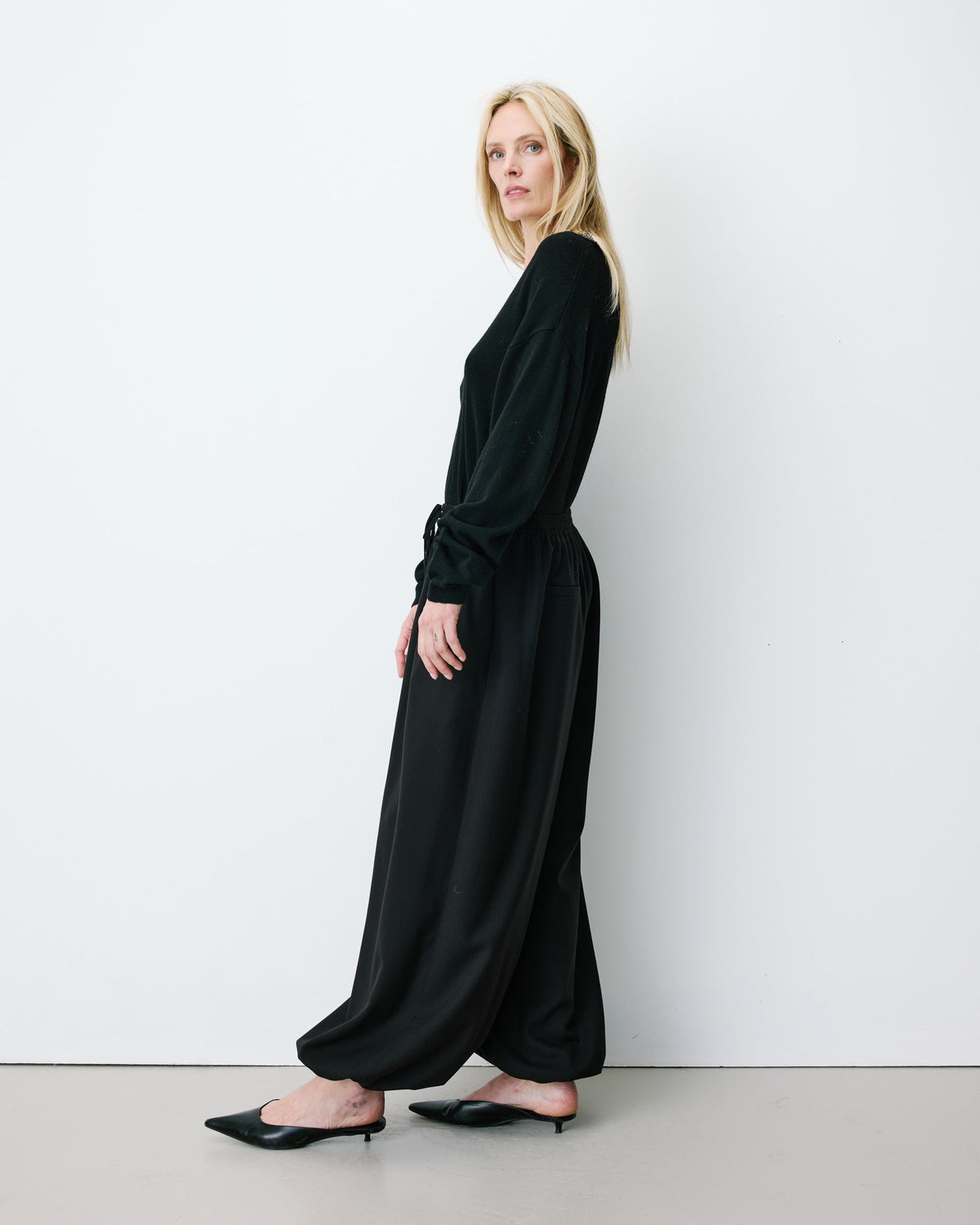 Pantalon ballon taille haute ajustable noir Aniel